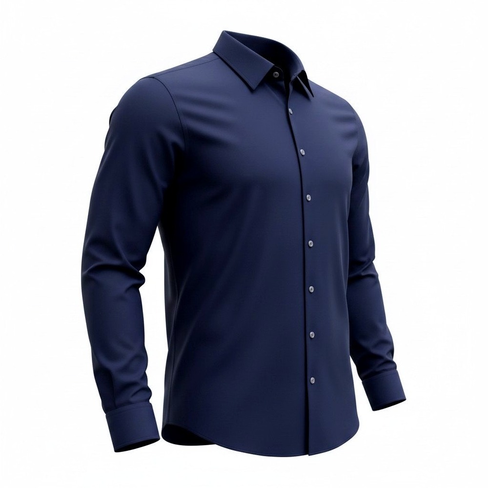 Bugatchi OoohCotton Tech Long Sleeve Shirt Mens XXL Navy 8 Way Stretch Business